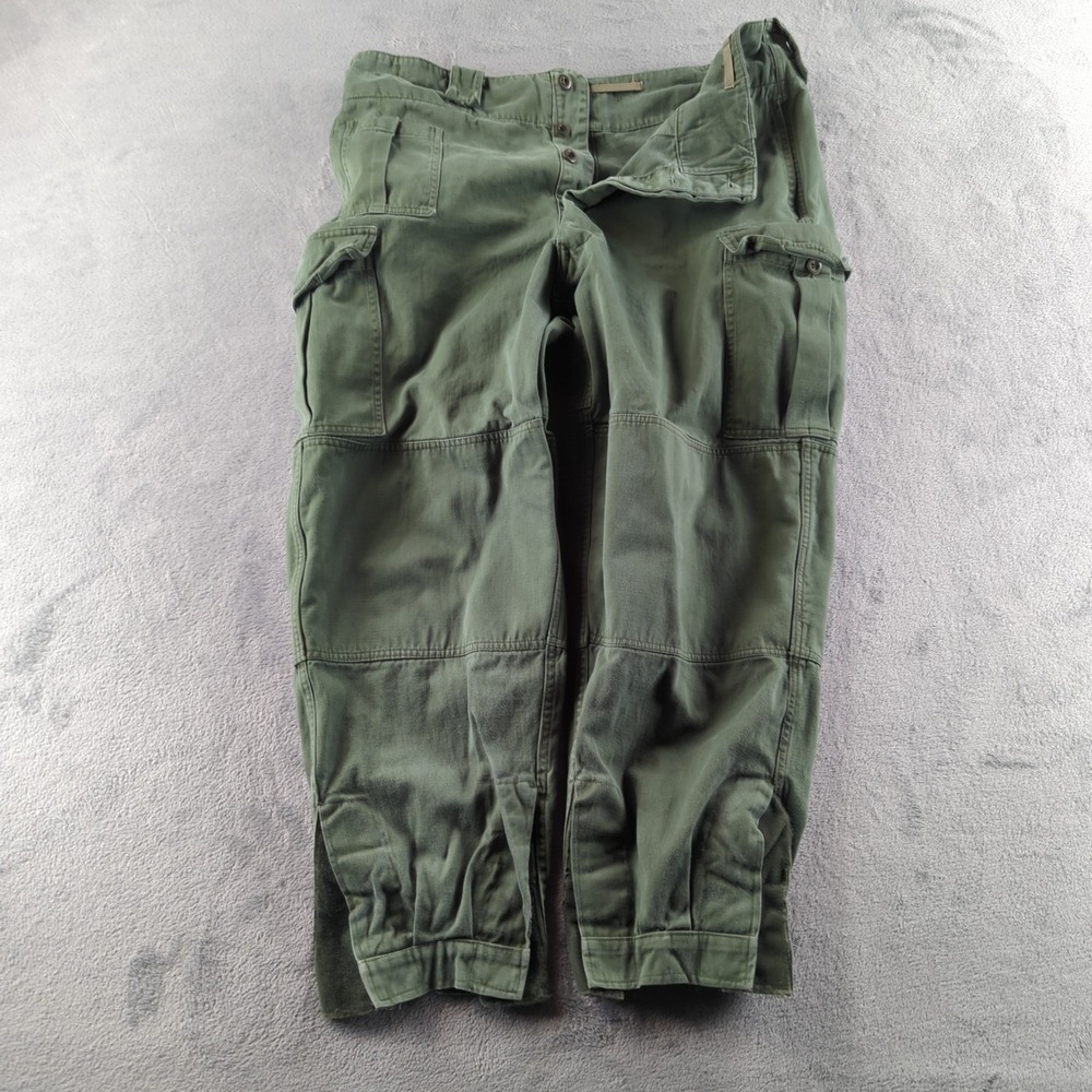 Vintage 70s Belgian Army Combat Trousers Mens Large 34 Green Cargo Field